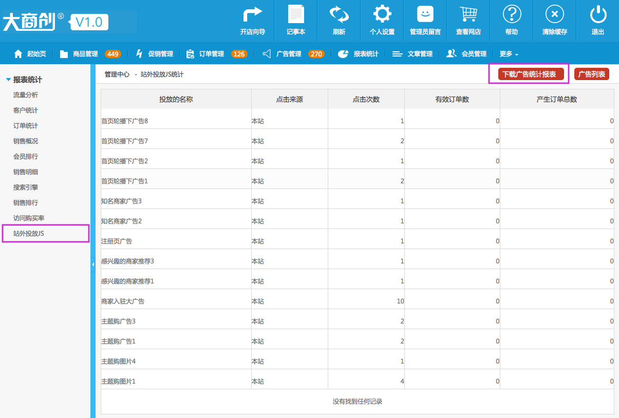 报表统计 5.10站外投放JS